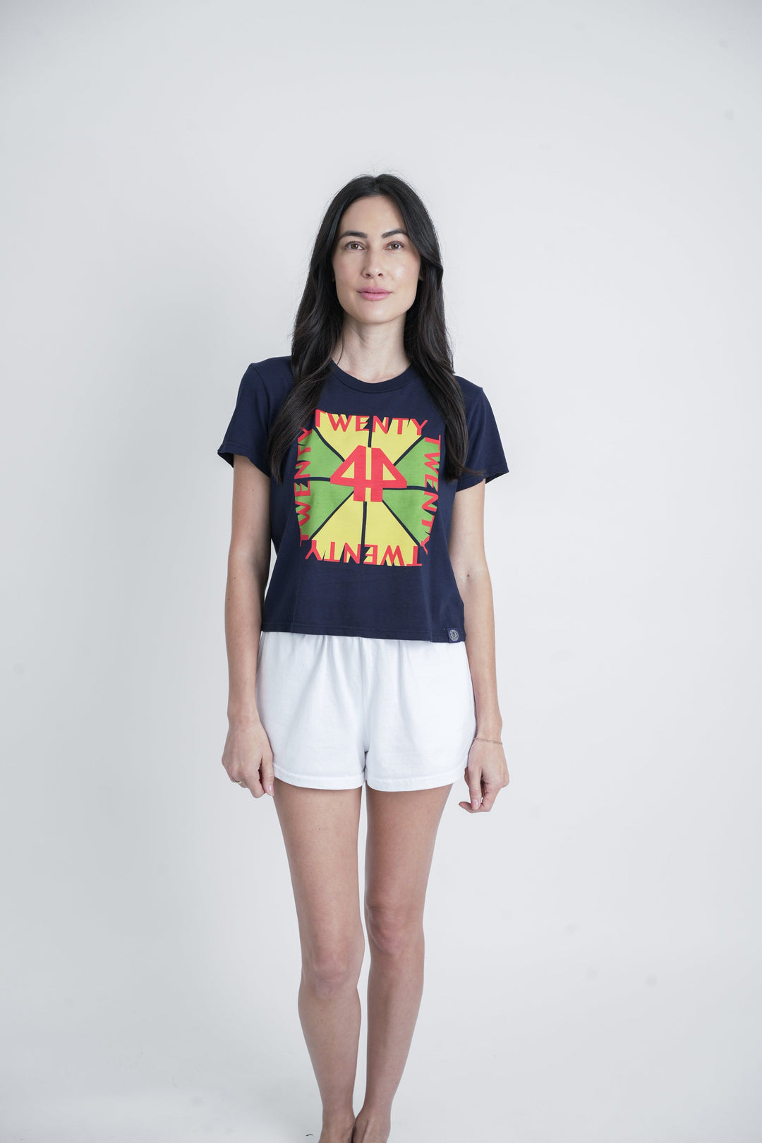 Shrunken Tee - Crosscourt in Navy