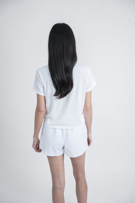 Shrunken Tee - Crosscourt in White